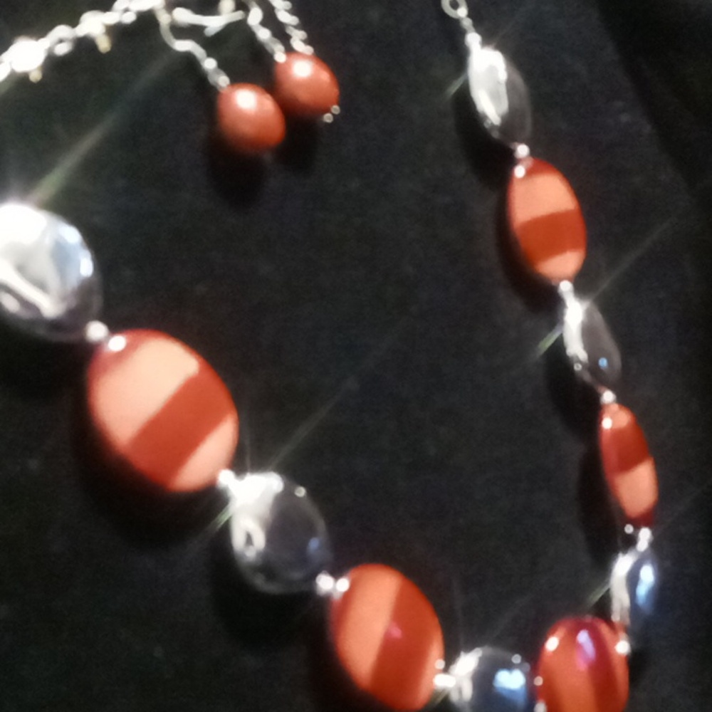 Large clay & resin beaded necklaces and earrings set. 24 inches long Nwot - Picture 2 of 9